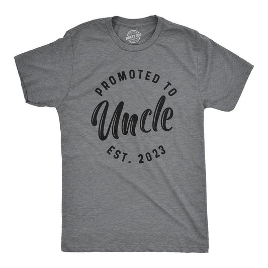Mens Promoted To Uncle 2023 T Shirt Funny New Baby Family Graphic Tee Mens Funny T Shirts Cool Tees Soft Stylish Casual...