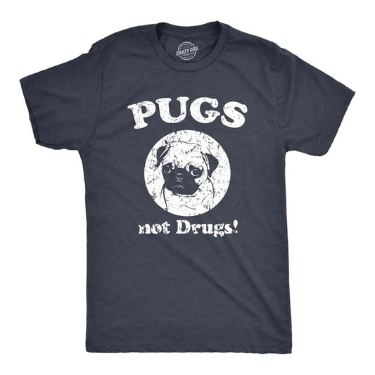 Mens Pugs Not Drugs T shirt Pug Face Funny T shirts Dogs Humor Novelty Tees Mens Funny T Shirts Cool Tees Soft Stylish...