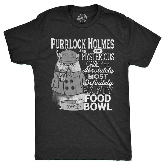 Mens Purrlock Holmes T Shirt Funny Kitty Cat Private Detective Joke Tee For Guys Mens Funny T Shirts Cool Tees Soft...