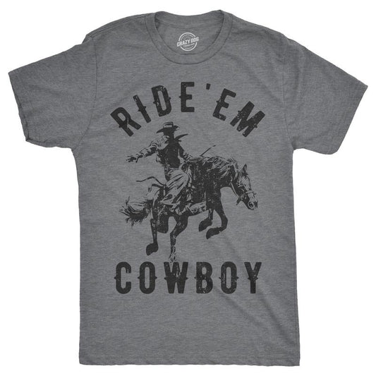 Mens Ride 'Em Cowboy T Shirt Funny Western Tee For Guys Mens Funny T Shirts Cool Tees Soft Stylish Casual Menswear...
