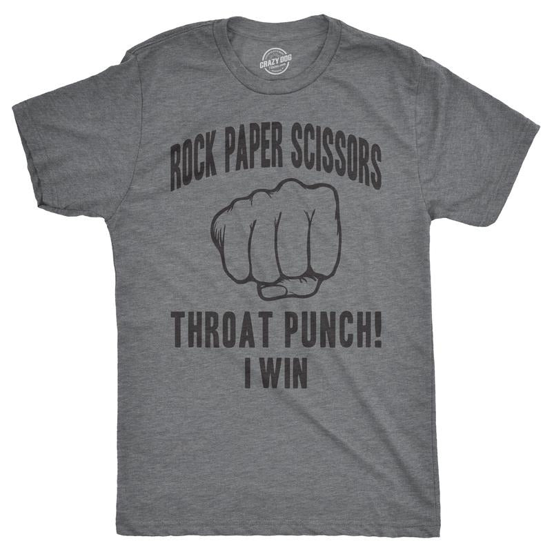 Mens Rock Paper Scissors Throat Punch T shirt Funny Sarcastic Hilarious Novelty Mens Funny T Shirts Cool Tees Soft...