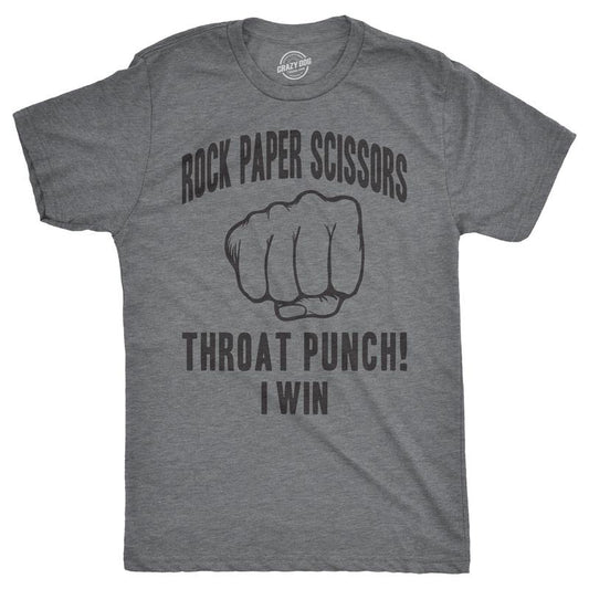Mens Rock Paper Scissors Throat Punch T shirt Funny Sarcastic Hilarious Novelty Mens Funny T Shirts Cool Tees Soft...