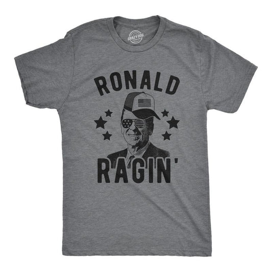 Mens Ronald Ragin' T Shirt Funny President 4th Of July Party Novelty Tee Mens Funny T Shirts Cool Tees Soft Stylish...