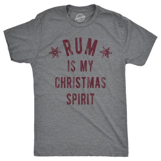 Mens Rum Is My Christmas Spirit T Shirt Funny Xmas Holiday Booze Drinking Lovers Tee For Guys Mens Funny T Shirts Cool...