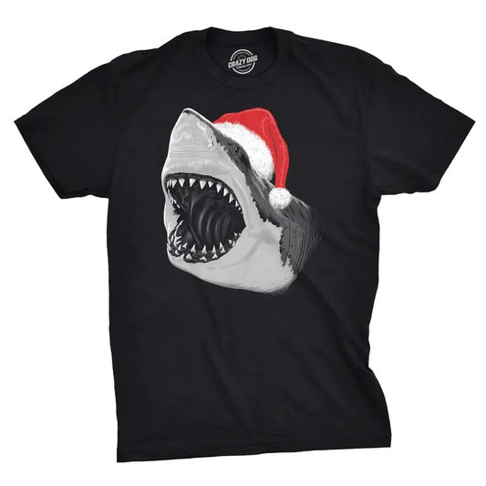 Mens Santa Jaws T Shirt Cool Christmas Gift Shark Funny Graphic Adult Humor Mens Funny T Shirts Cool Tees Soft Stylish...