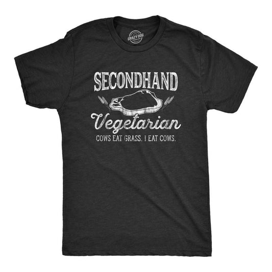 Mens Secondhand Vegetarian Cows Eat Grass I Eat Cows T Shirt Funny Plant-Based Tee Mens Funny T Shirts Cool Tees Soft...
