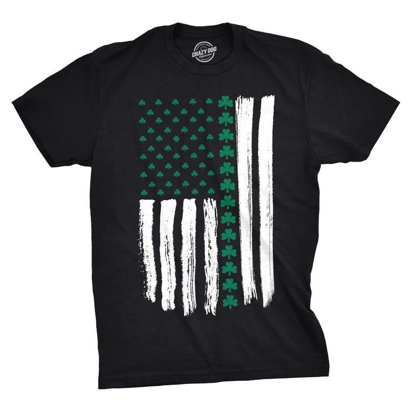 Mens Shamrock USA Flag T Shirt Cute Irish American Tee for Guys Mens Funny T Shirts Cool Tees Soft Stylish Casual...