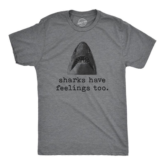 Mens Sharks Have Feelings Too T Shirt Funny Beach Vacation Chomp Graphic Tee Mens Funny T Shirts Cool Tees Soft Stylish...
