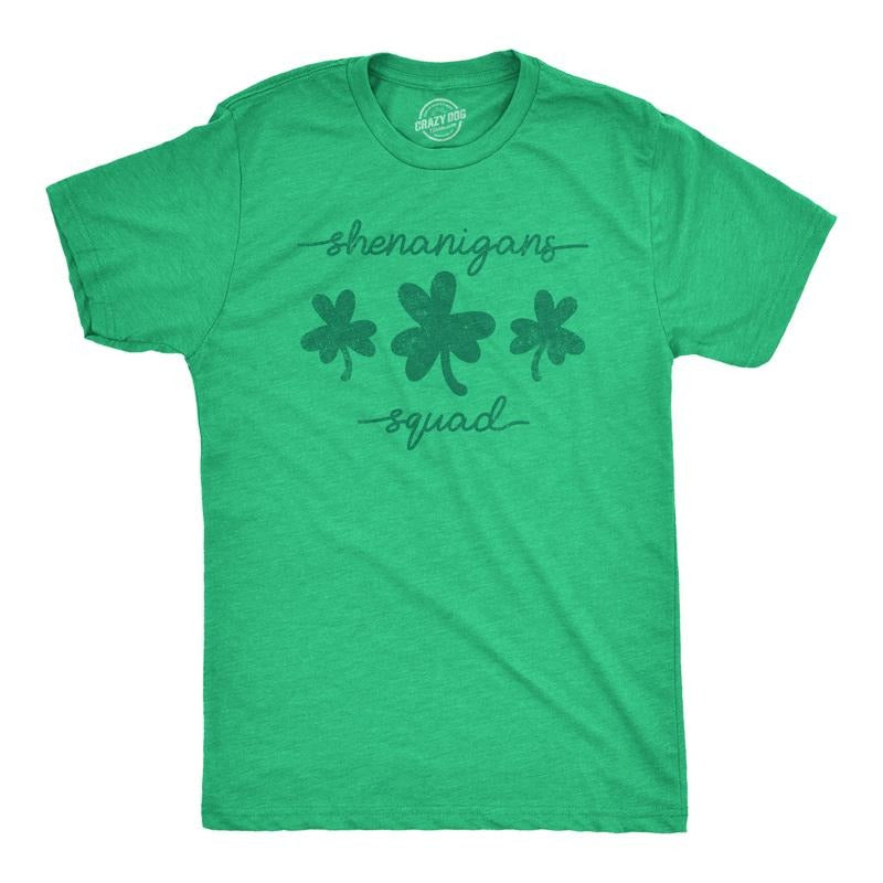 Mens Shenanigans Squad T shirt Funny St Patricks Day Parade Graphic Novelty Tee for Guys Mens Funny T Shirts Cool Tees...