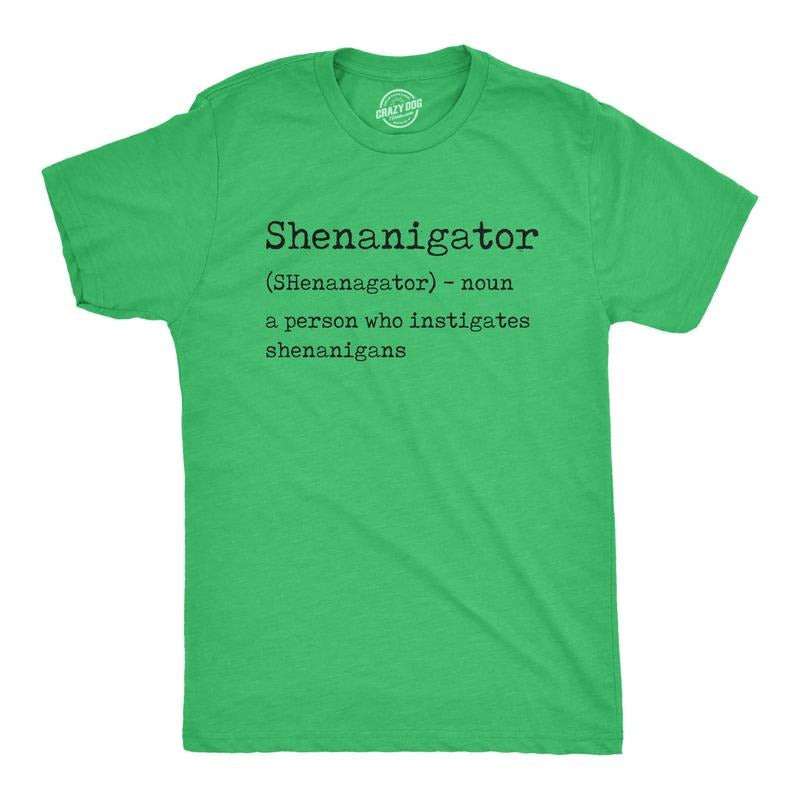 Mens Shenanigator T Shirt Funny St Patricks Day Party Parade Graphic Novelty Tee Mens Funny T Shirts Cool Tees Soft...