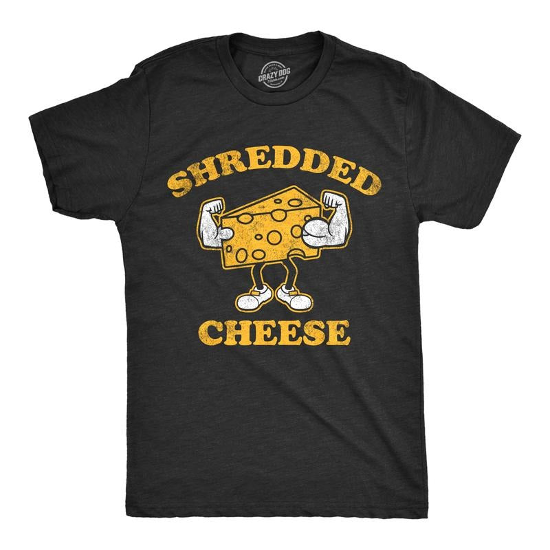 Mens Shredded Cheese T Shirt Funny Cheesy Buff Workout Joke Tee for Guys Mens Funny T Shirts Cool Tees Soft Stylish...