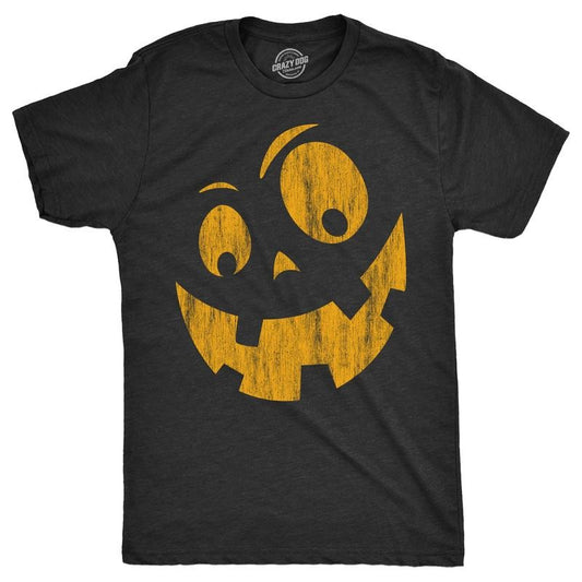Mens Silly Jack Pumpkin T Shirt Funny Halloween Jack O Lantern Goofy Smile Tee For Guys Mens Funny T Shirts Cool Tees...