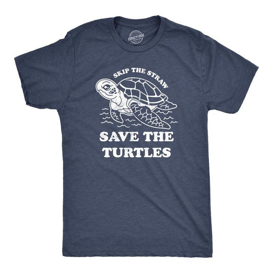Mens Skip The Straw Save The Turtles T Shirt Environmental Awareness Tee Mens Funny T Shirts Cool Tees Soft Stylish...