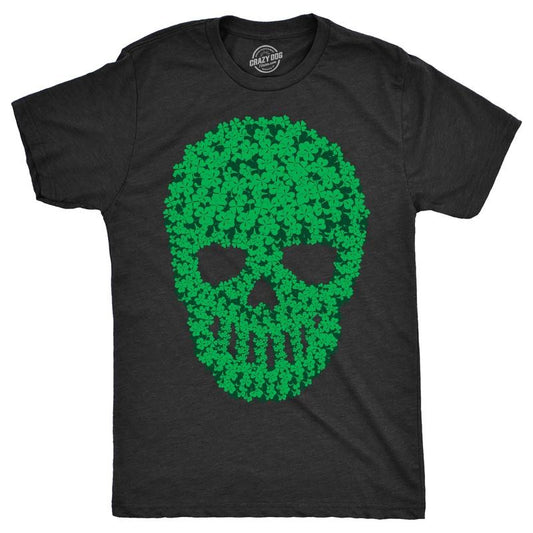 Mens Skull Of Clovers T Shirt Funny St Pattys Day Clover Skeleton Tee for Guys Mens Funny T Shirts Cool Tees Soft Stylish...