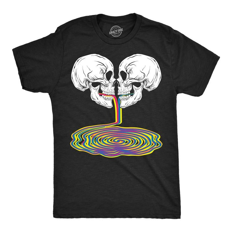Mens Skull Rainbow Puddle Funny T Shirts Cool Graphic Tee For Men Mens Funny T Shirts Cool Tees Soft Stylish Casual...