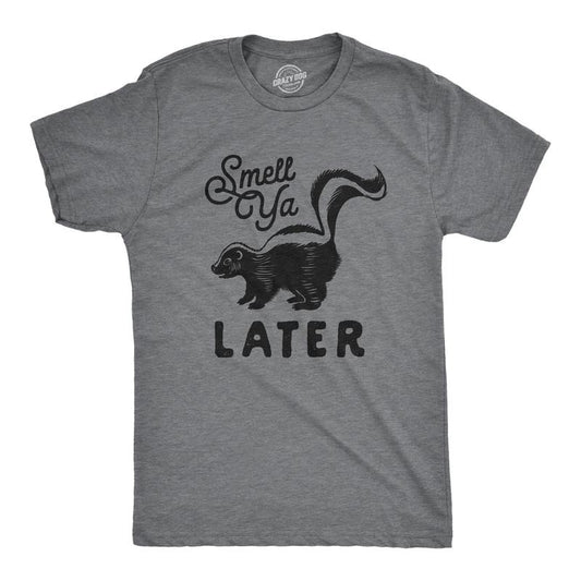 Mens Smell Ya Later T shirt Funny Skunk Graphic Novelty Fart Dad Humor Tee Mens Funny T Shirts Cool Tees Soft Stylish...