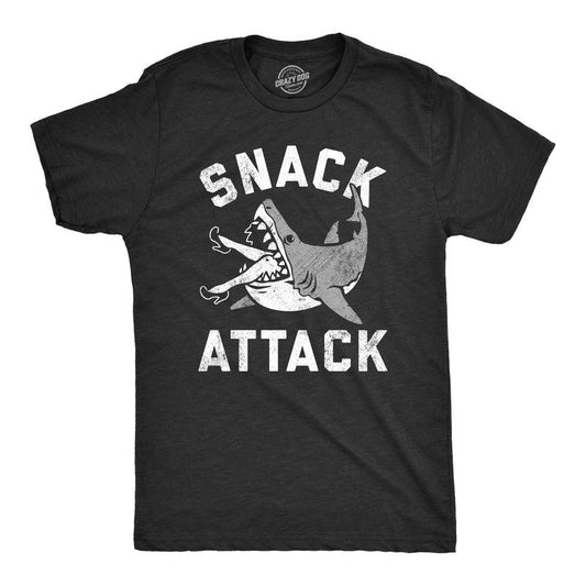 Mens Snack Attack T Shirt Funny Shark Bite Eating Snacking Joke Tee For Guys Mens Funny T Shirts Cool Tees Soft Stylish...