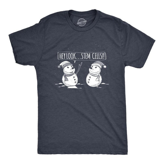 Mens Snowmen Hey Look Stem Cells T Shirt Funny Winter Christmas Sarcastic Tee Mens Funny T Shirts Cool Tees Soft Stylish...