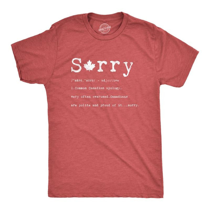 Mens Sorry Definition T Shirt Funny Canada Apology Tee Mens Funny T Shirts Cool Tees Soft Stylish Casual Menswear Funny...