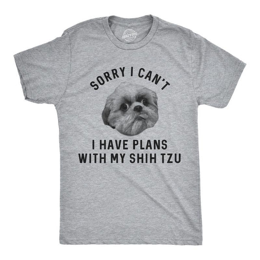 Mens Sorry I Can't I Have Plans With My Shih Tzu T Shirt Funny Pet Puppy Animal Lover Novelty Tee Mens Funny T Shirts...
