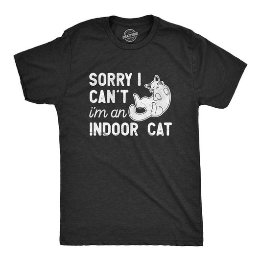 Mens Sorry I Cant Im An Indoor Cat T Shirt Funny Cute Introverted Kitten Tee For Guys Hoodie, Sweatshirt | WearSparks.com