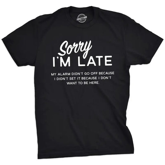 Mens Sorry I'm Late T Shirt Funny Sarcastic Sleeping Tee for Guys Mens Funny T Shirts Cool Tees Soft Stylish Casual...