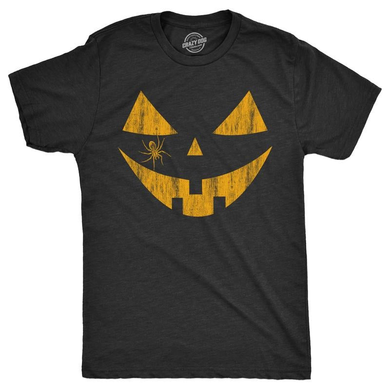 Mens Spooky and Silly Pumpkin Face T Shirts Funny Halloween Jack O Lantern Smile Tees for Guys Mens Funny T Shirts Cool...
