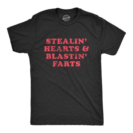 Mens Stealin Hearts and Blastin Farts T Shirt Hilarious Relationship Bathroom Humor Graphic Tee Mens Funny T Shirts Cool...