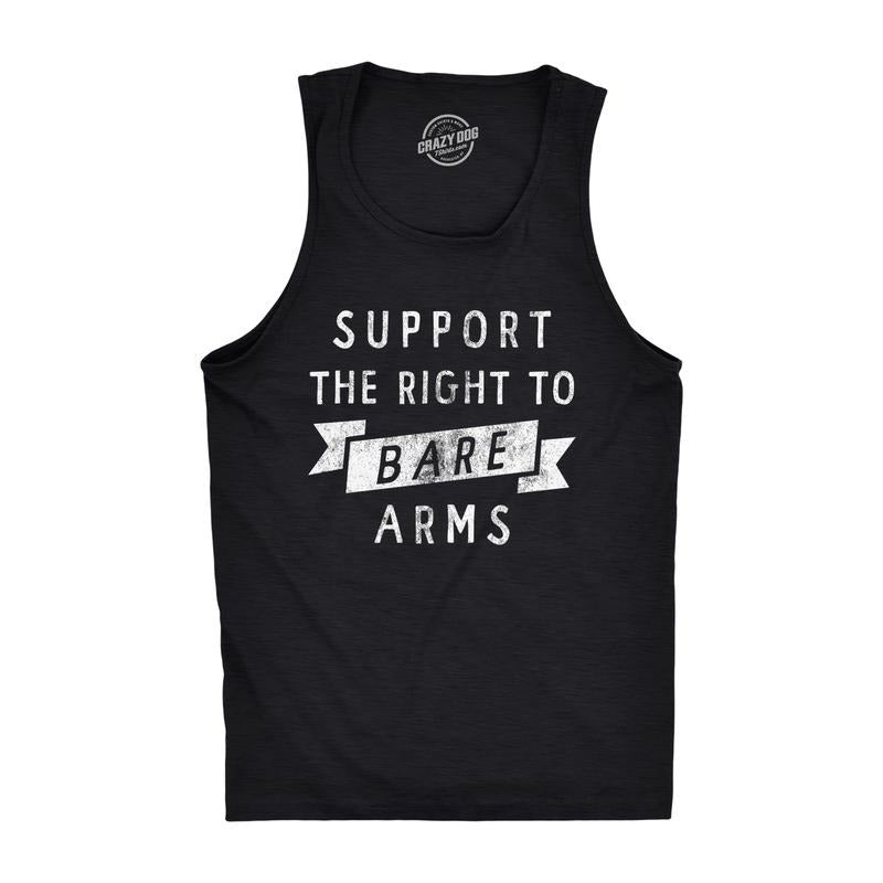 Mens Suppport The Right to Bare Arms Fitness Tank Funny Sarcastic Sleeveless Shirt Joke Novelty Tanktop for Guys Funny...