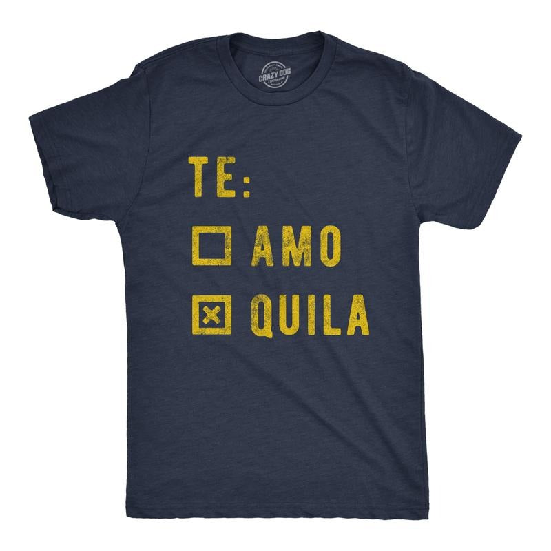 Mens Te amo Tequila T Shirt Funny Taco Tuesday Margarita Graphic Tee Mens Funny T Shirts Cool Tees Soft Stylish Casual...