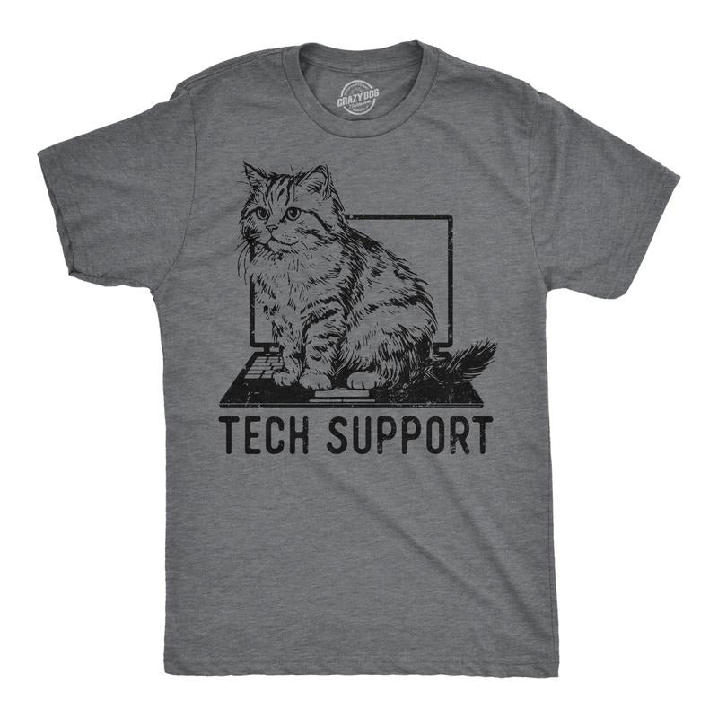 Mens Tech Support Funny T Shirts Cute Kitten Graphic Tee for Men Mens Funny T Shirts Cool Tees Soft Stylish Casual...