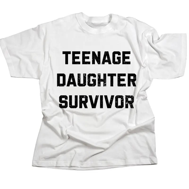 Mens Teenage Daughter Survivor T-shirt Funny Father, For Men, For Women, Unisex Style, 100% Cotton, Menswear Tops Hoodie,...