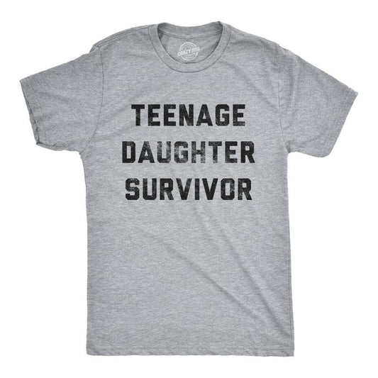 Mens Teenage Daughter Survivor T shirt Funny Fathers Day Tee for Dad Mens Funny T Shirts Cool Tees Soft Stylish Casual...