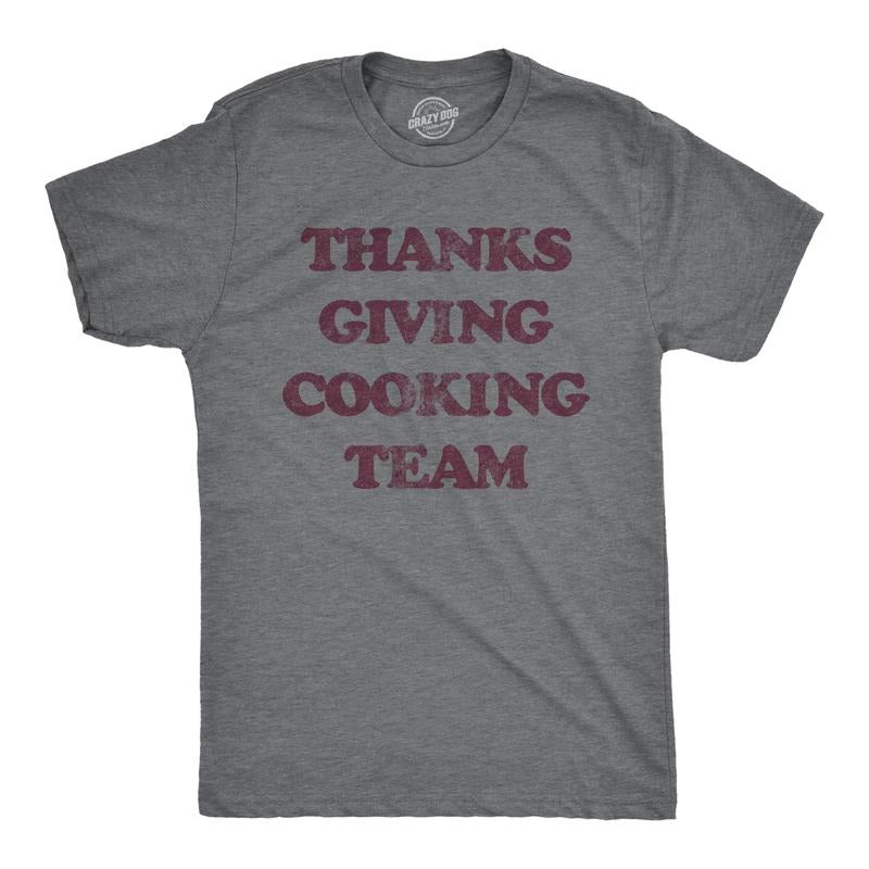 Mens Thanksgiving Cooking Team T Shirt Funny Turkey Day Dinner Chef Graphic Tee Mens Funny T Shirts Cool Tees Soft...