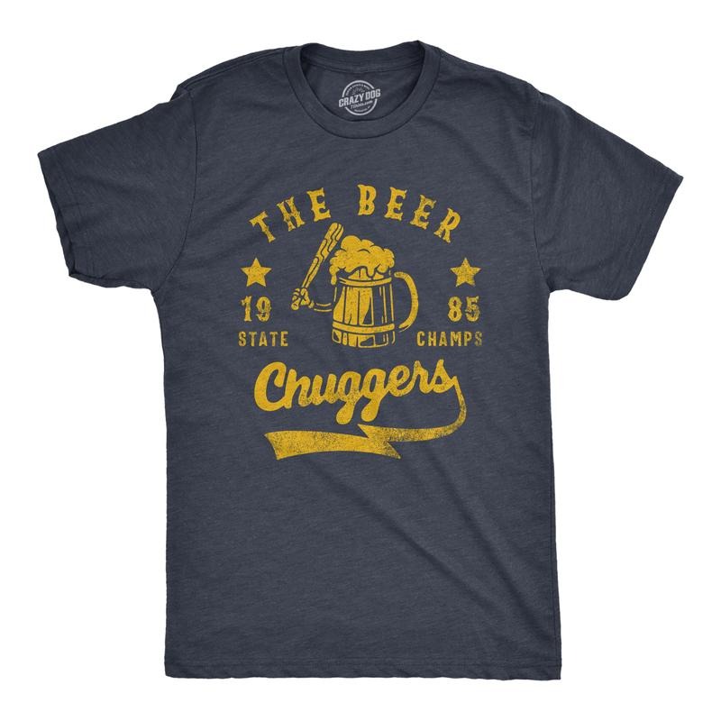 Mens The Beer Chuggers T Shirt Funny State Champs Baseball Team Drinking Lovers Tee For Guys Mens Funny T Shirts Cool...