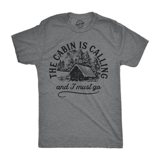 Mens The Cabin Is Calling and I Must Go T shirt Happy Camper Graphic Camping Mens Funny T Shirts Cool Tees Soft Stylish...