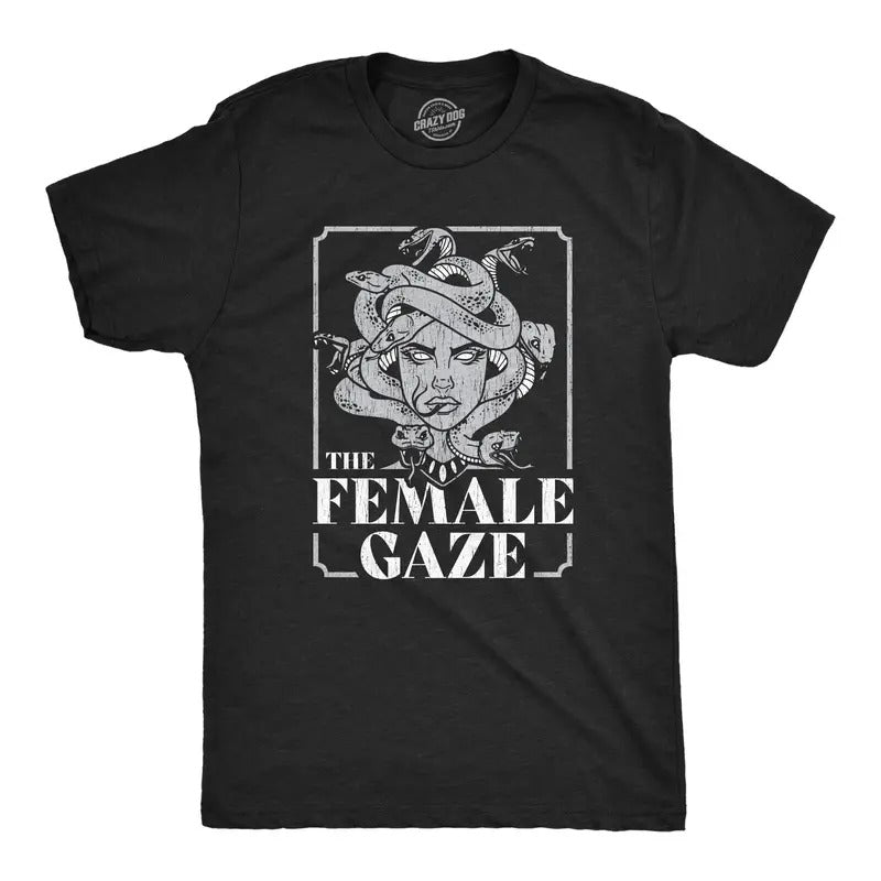 Mens The Female Gaze T Shirt Funny Staring Medusa Joke Tee for Guys Mens Funny T Shirts Cool Tees Soft Stylish Casual...