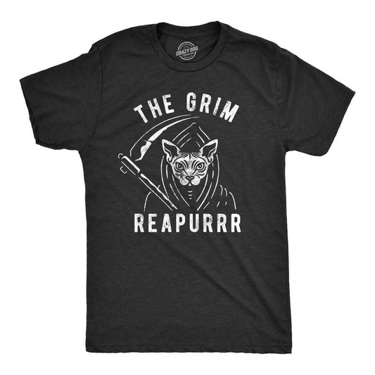 Mens The Grim Reapurrr Tshiry Funny Halloween Cat Funny Kitty Lover Grim Reaper Tee Mens Funny T Shirts Cool Tees Soft...