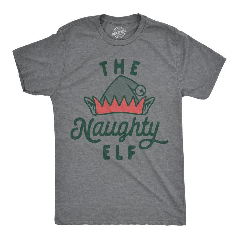 Mens The Naughty Elf T Shirt Funny Bad Behavior Xmas Elves Joke Tee for Guys Mens Funny T Shirts Cool Tees Soft Stylish...