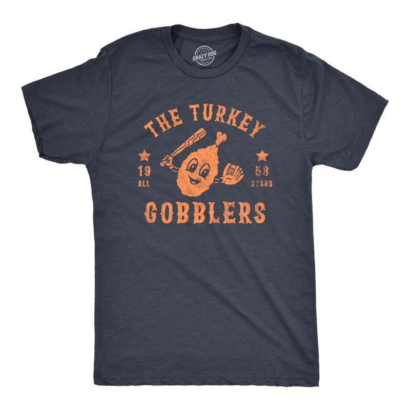 Mens The Turkey Gobblers All Stars T Shirt Funny Thanksgiving Dinner Baseball Team Tee For Guys Mens Funny T Shirts Cool...