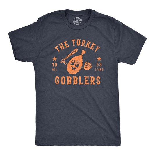 Mens The Turkey Gobblers All Stars T Shirt Funny Thanksgiving Dinner Baseball Team Tee For Guys Mens Funny T Shirts Cool...