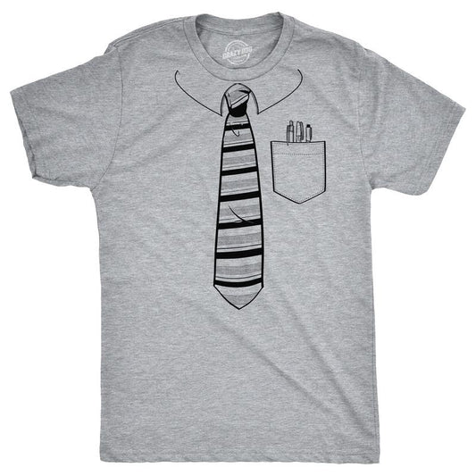 Mens Tie With Pocket Of Pens T Shirt Funny Fake Office Work Attire Joke Tee for Guys Mens Funny T Shirts Cool Tees Soft...