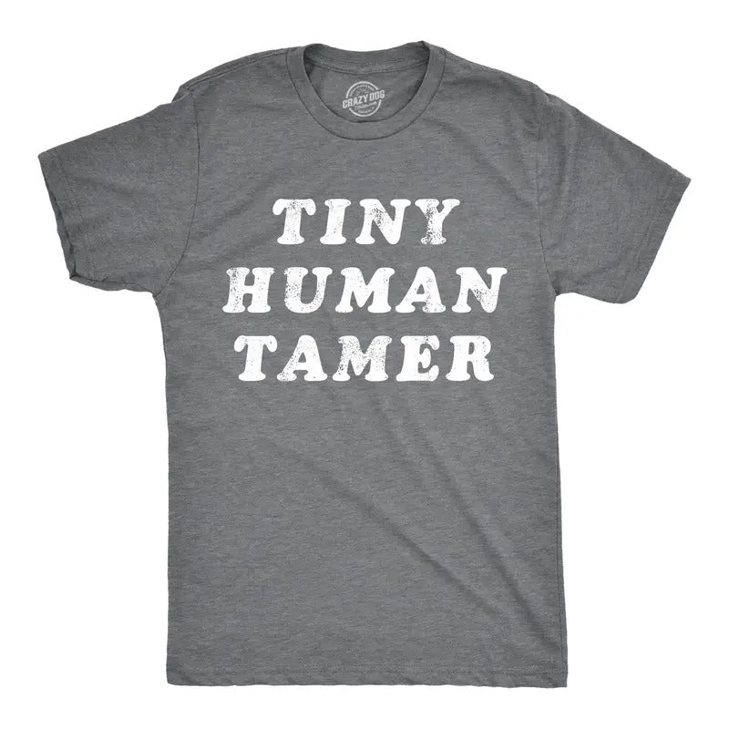 Mens Tiny Human Tamer T Shirt Funny Parenting Baby Children Joke Tee For Guys Mens Funny T Shirts Cool Tees Soft Stylish...