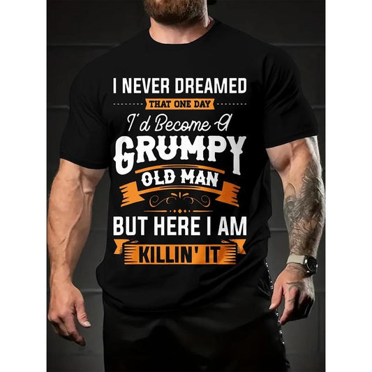 Mens Trendy Alphabet Print Crew Neck T-Shirt