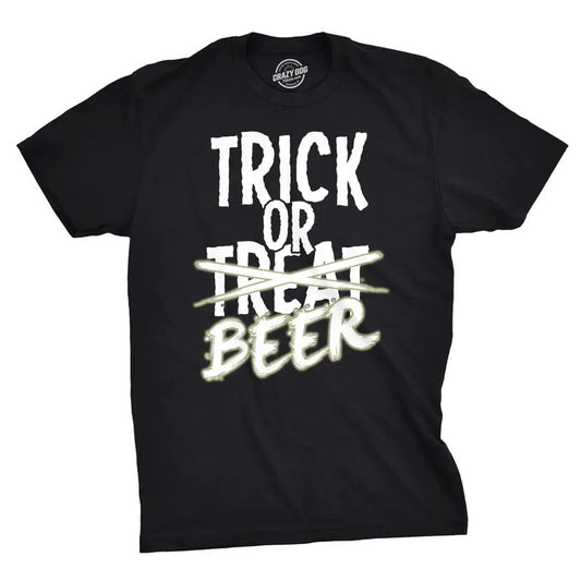 Mens Trick or Beer Glowing Shirt Funny Halloween T Shirt Glow In The Dark Tee Mens Funny T Shirts Cool Tees Soft Stylish...