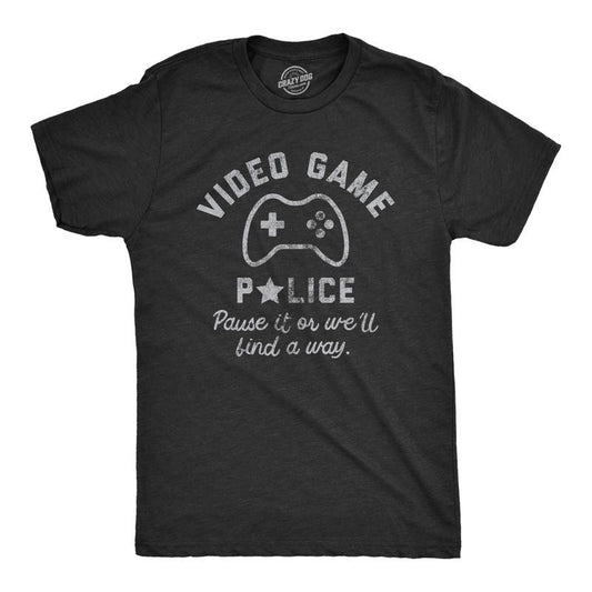 Mens Video Game Police T Shirt Funny Video Gamer Controller Joke Tee for Guys Mens Funny T Shirts Cool Tees Soft Stylish...