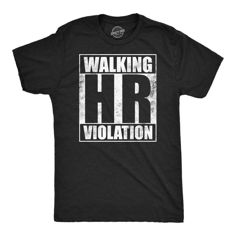 Mens Walking HR Violation Funny T Shirt Sarcastic Office Joke Tee for Men Mens Funny T Shirts Cool Tees Soft Stylish...