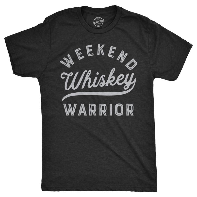 Mens Weekend Warrior Whiskey T Shirt Funny Drinking Tee For Guys Mens Funny T Shirts Cool Tees Soft Stylish Casual...