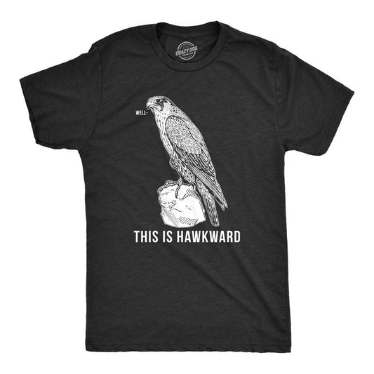 Mens Well This Is Hawkward T Shirt Funny Hawk Bird Awkward Tee Mens Funny T Shirts Cool Tees Soft Stylish Casual Menswear...