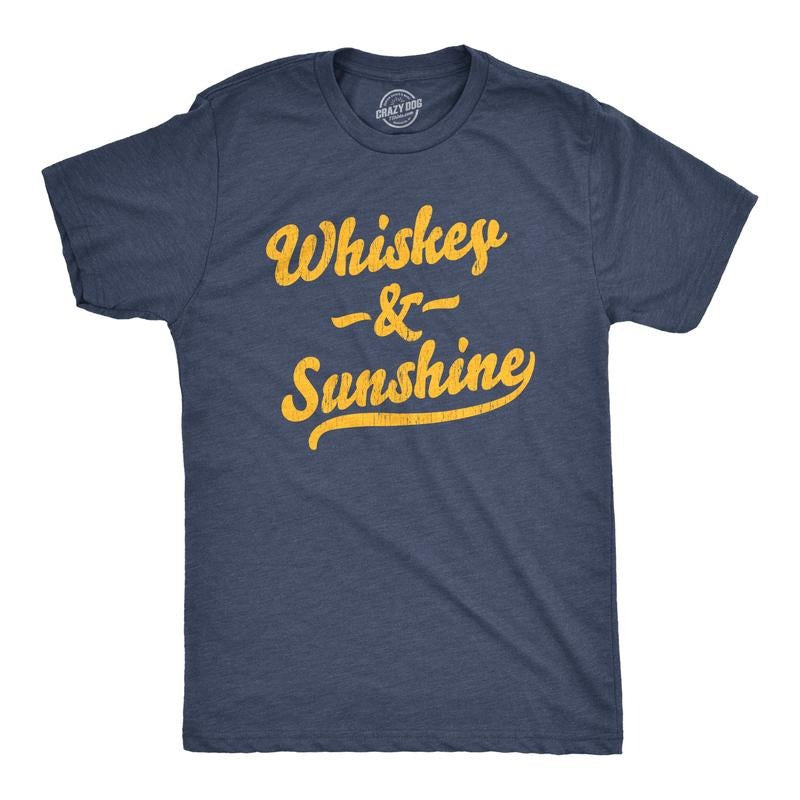 Mens Whiskey and Sunshine T Shirt Funny Summer Drinking Tee Mens Funny T Shirts Cool Tees Soft Stylish Casual Menswear...